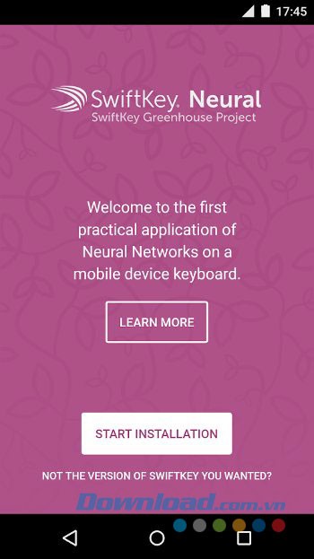 Giao diện ứng dụng Swiftkey Neural Alpha