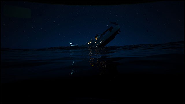 Bơi qua sóng lớn để tiếp cận tàu chìm và cứu những người sống sót