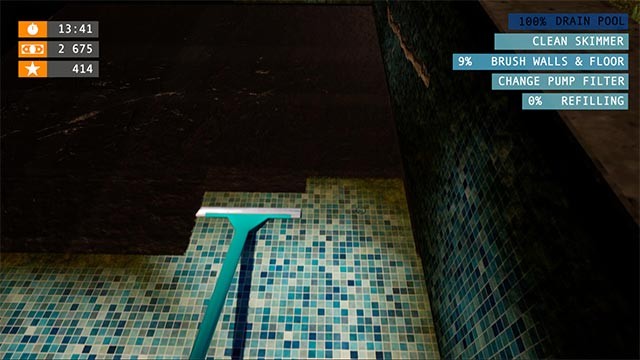 Kết hợp máy phun rửa áp lực, cây lau nhà, chổi... để dọn dẹp bể bơi và trả lại vẻ ngoài sáng bóng cho nó