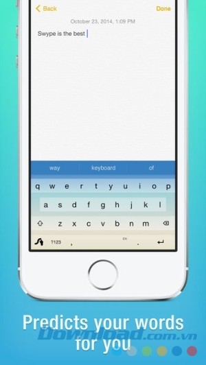 Swype cho iOS dự đoán từ gõ