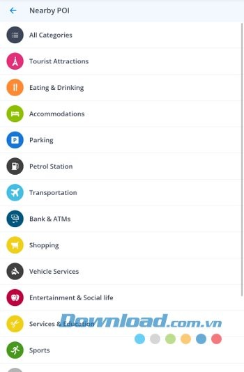 Tìm kiếm vị trí liền kề theo POI trên GPS Navigation & Maps Sygic