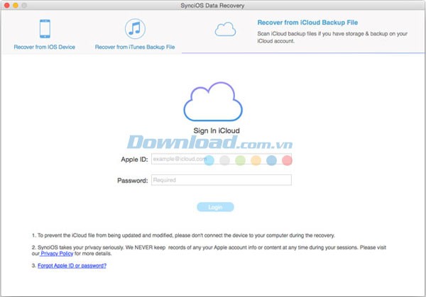 SynciOS Data Recovery cho Mac
