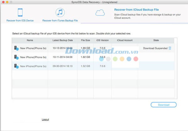 SynciOS Data Recovery cho Mac