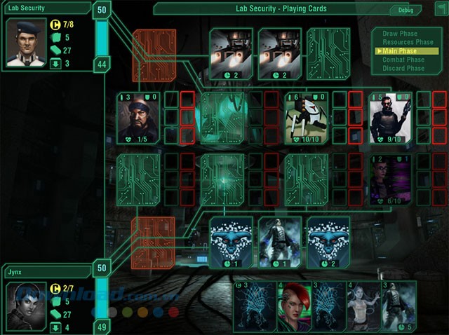 Sử dụng các thẻ bài để chiến đấu trong game chiến thuật cho máy tính System Crash