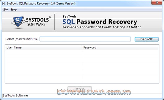 SysTools SQL Password Recovery