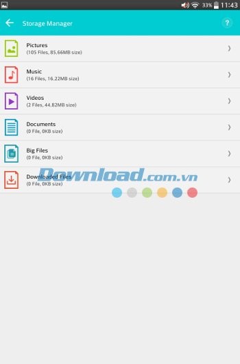 Moduel quản lý bộ nhớ của Systweak Android Cleaner