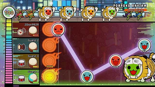 Taiko no Tatsujin có 3 game dành cho 2-4 người chơi