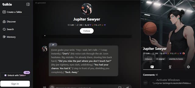 Trò chuyện trực tiếp bằng văn bản hoặc giọng nói với nhân vật AI