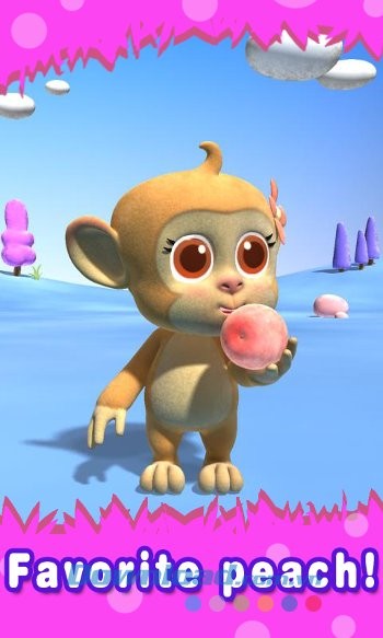 Cho khỉ ăn đào trong game Talking Monkey