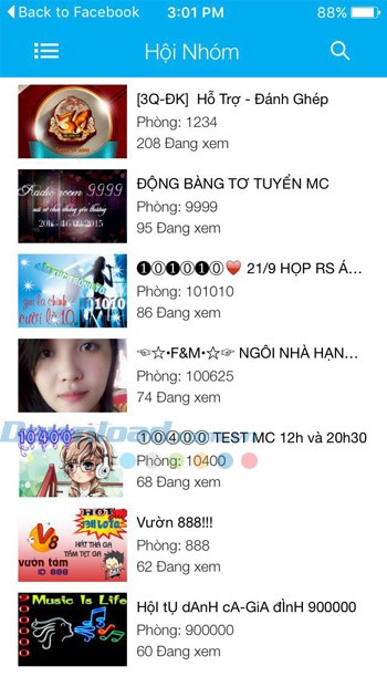 Danh sách hội nhóm trong TalkTV