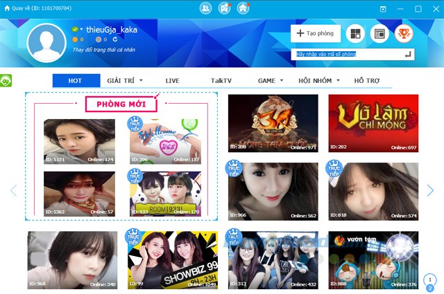 Giao diện chính TalkTV Live