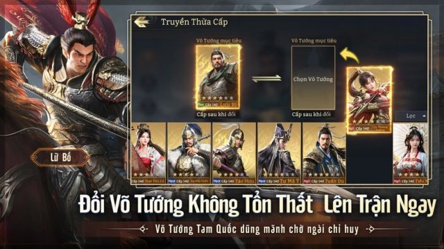 Đổi võ tướng không tổn thất lên trận ngay