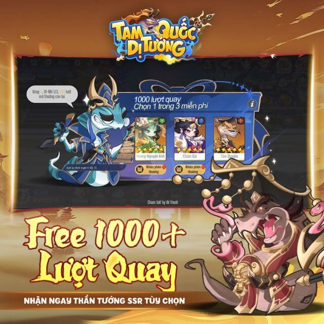 Cung cấp 1000 lượt quay chiêu mộ tướng miễn phí
