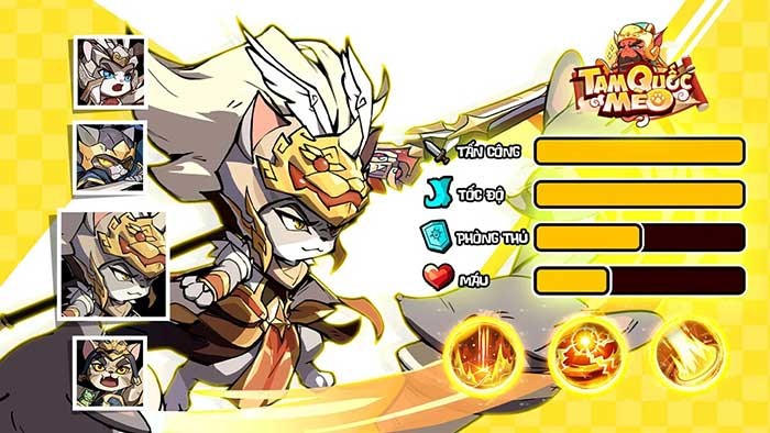 Lựa chọn Meow Tướng yêu thích và tham chiến trong Tam Quốc Mèo