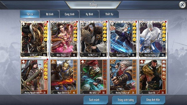 Danh sách nhân vật trong Tam Quốc Vương Giả