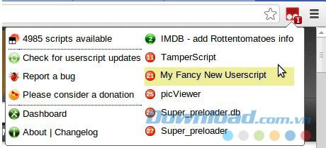 Giao diện diện tích trên thanh địa chỉ