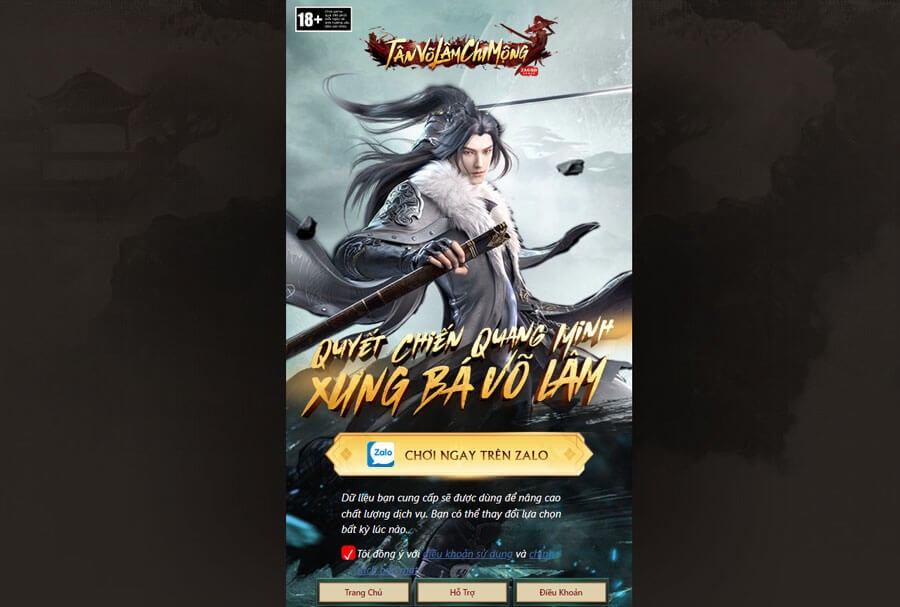 Giao diện đăng nhập game Tân Võ Lâm Chi Mộng trực tuyến