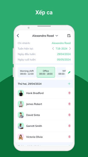 Hỗ trợ xếp ca