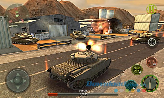 Giao diện chơi game Tank Strike 3D trên Android