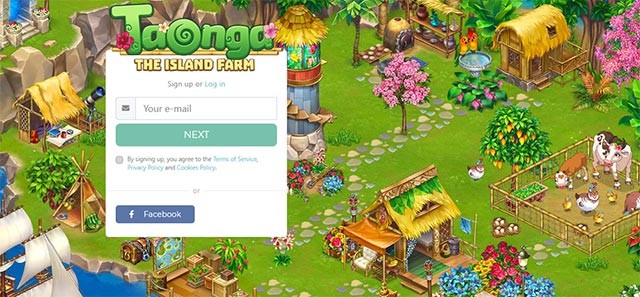 Đăng nhập để chơi game Taonga trên Facebook hoặc trình duyệt web