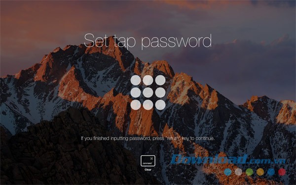 Giao diện thiết lập mật khẩu Tap cho Mac
