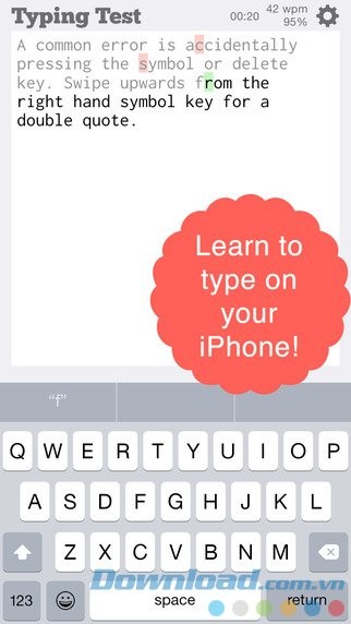Tập đánh máy trên bàn phím iPhone