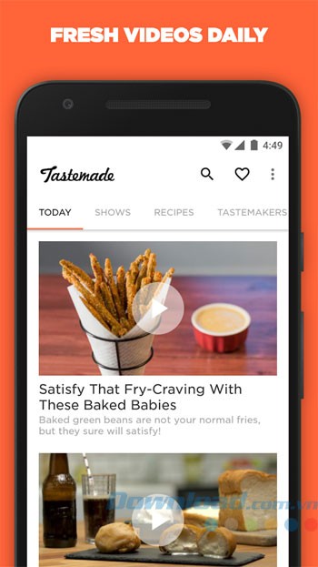 Giao diện chính Tastemade cho Android