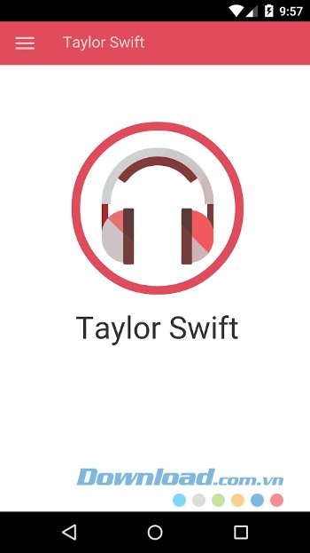 Giao diện ứng dụng Taylor Swift Lyrics cho Android