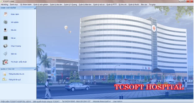 Giao diện chính TCSoft Clinic