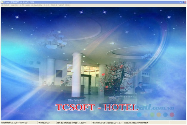 Giao diện chính của TCSoft Hotel