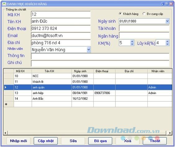 Danh mục khách hàng