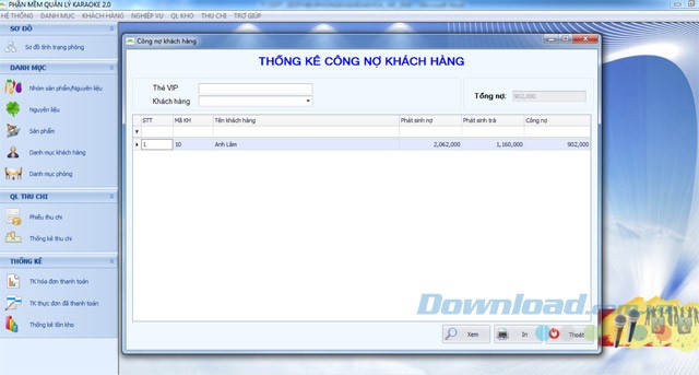 Thống kê công nợ