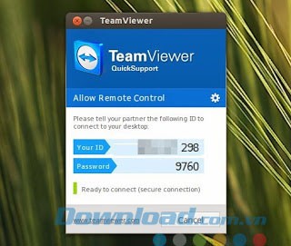 Giao diện phần mềm TeamViewer QuickSupport cho Linux