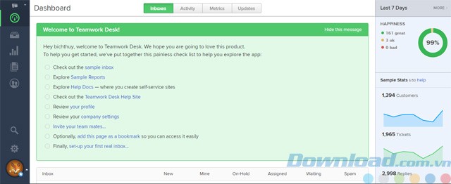 Giao diện của Teamwork Desk