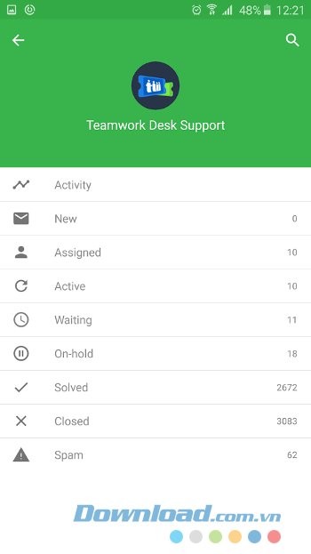 Các tùy chọn tác vụ trên Teamwork Desk