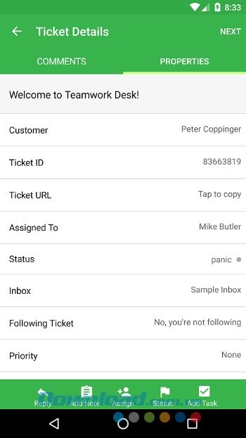 Xem chi tiết yêu cầu trên Teamwork Desk