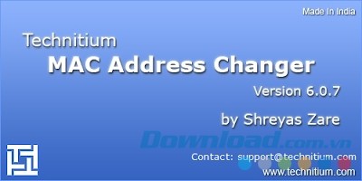 Thông tin liên lạc yêu cầu hỗ trợ phần mềm Technitium MAC Address Changer