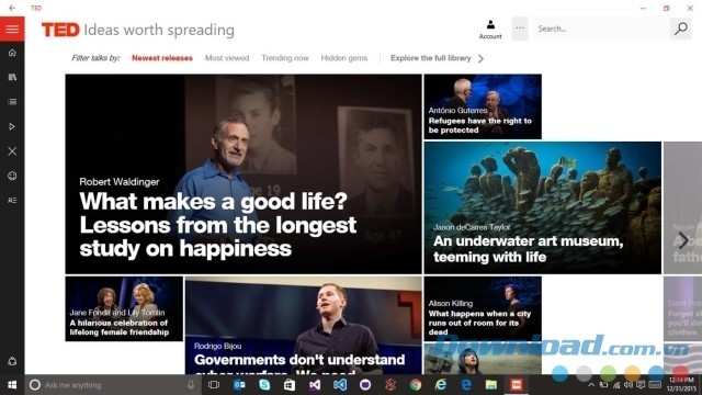 Tìm các bài diễn thuyết truyền cảm hứng khi sử dụng phần mềm xem video TED cho máy tính và Windows Phone