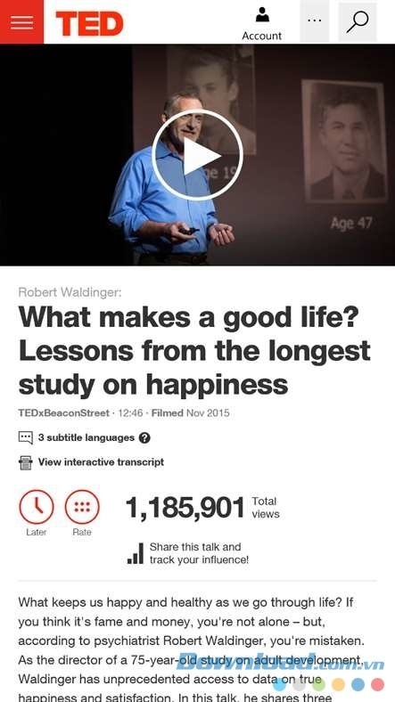 Tìm kiếm và xem video truyền cảm hứng khi sử dụng ứng dụng TED cho Windows Phone và máy tính