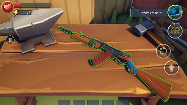 Di chuyển súng bằng phím D-pad ảo ở phía bên trái màn hình