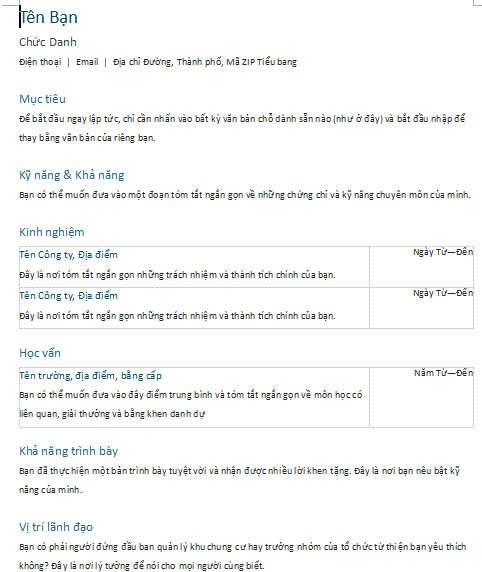 Hồ sơ cá nhân (Theo trình tự thời gian)