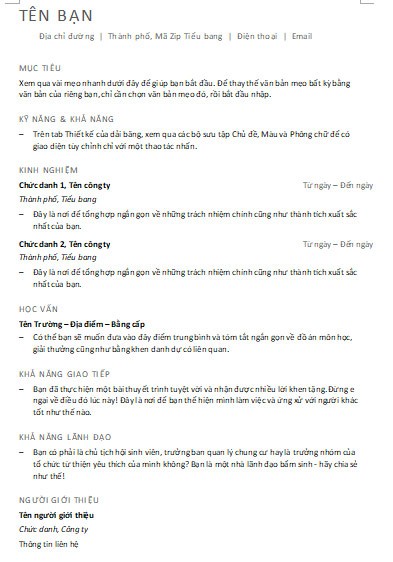 Sơ yếu lý lịch (Thiết kế nhỏ gọn)