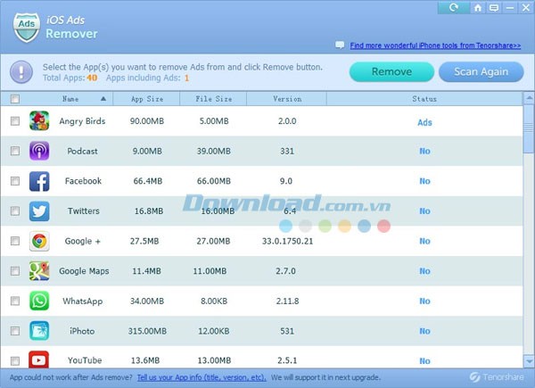 Tenorshare iOS Ads Remover