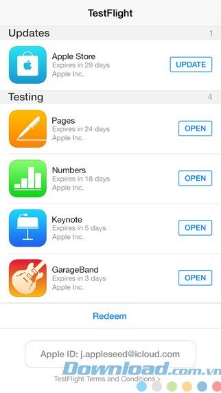 Tải ứng dụng bản Beta