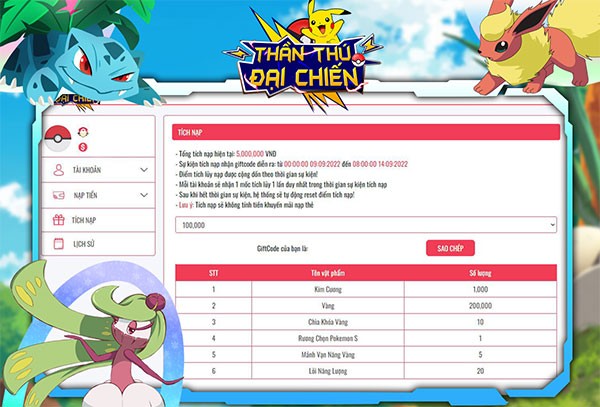 Tích nạp game Thần Thú Đại Chiến cho Android