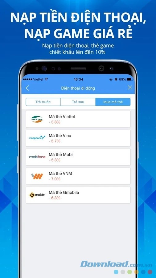 Nạp thẻ điện thoại cực nhanh trên VTCPay