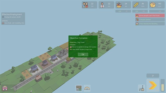 The City Must Grow game đưa ra các mục tiêu để người chơi hoàn thành và mở khóa nội dung mới