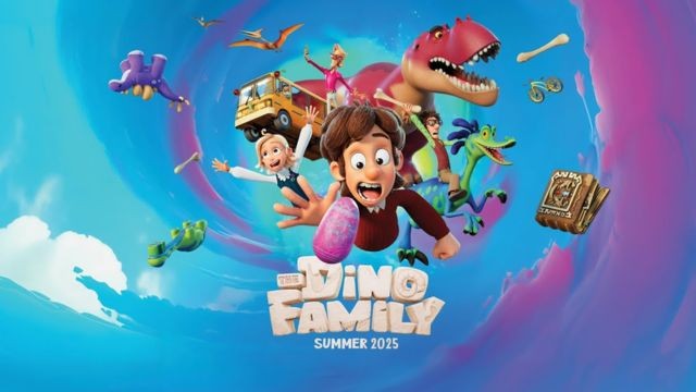 Poster phim hoạt hình Gia đình khủng long: Mắc kẹt Kỷ Jura - The Dino Family (2025)
