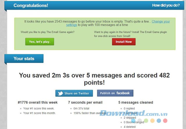 Tổng kết game dọn email thú vị
