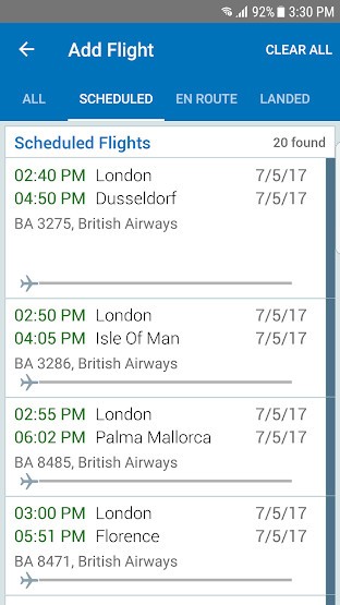 Xem thời gian đến và đi